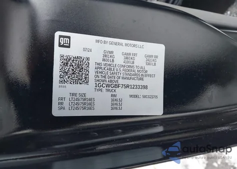 2024 Chevrolet Express Cargo Rwd 2500 Extended Wheelbase Wt z USA, uszkodzony, nr VIN 1GCWGBF75R1233398